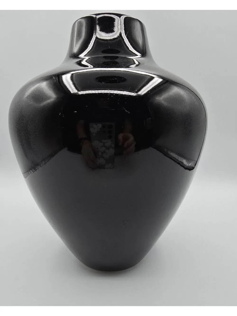 Vintage Larry Laslo for Mikasa Black Ceramic Vase Japan 1980s Modernist 9.5